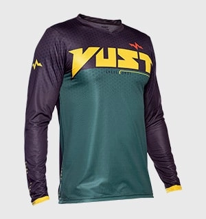 Camiseta para motocross Vust Exo Hexagon marrom e verde